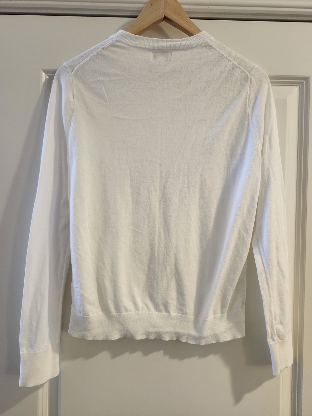 J.Crew Classic Cardigan White 100% Cotton Crewneck Button Front M - Picture 5 of 5